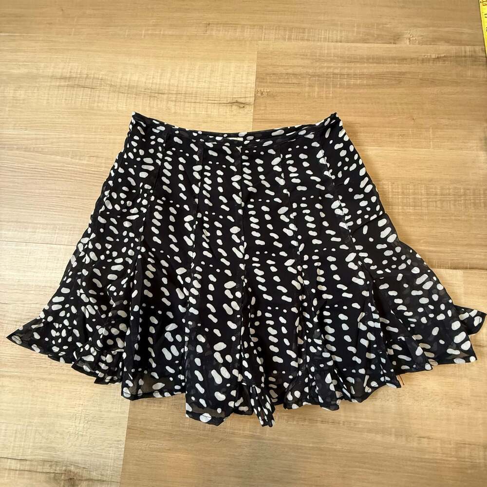 Pinch Black and White Polka Dot Ruffle Mini Skirt Size Small